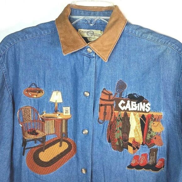 𝅺COUNTRY Legends Cabincore Denim Shirt M - Picture 4 of 11